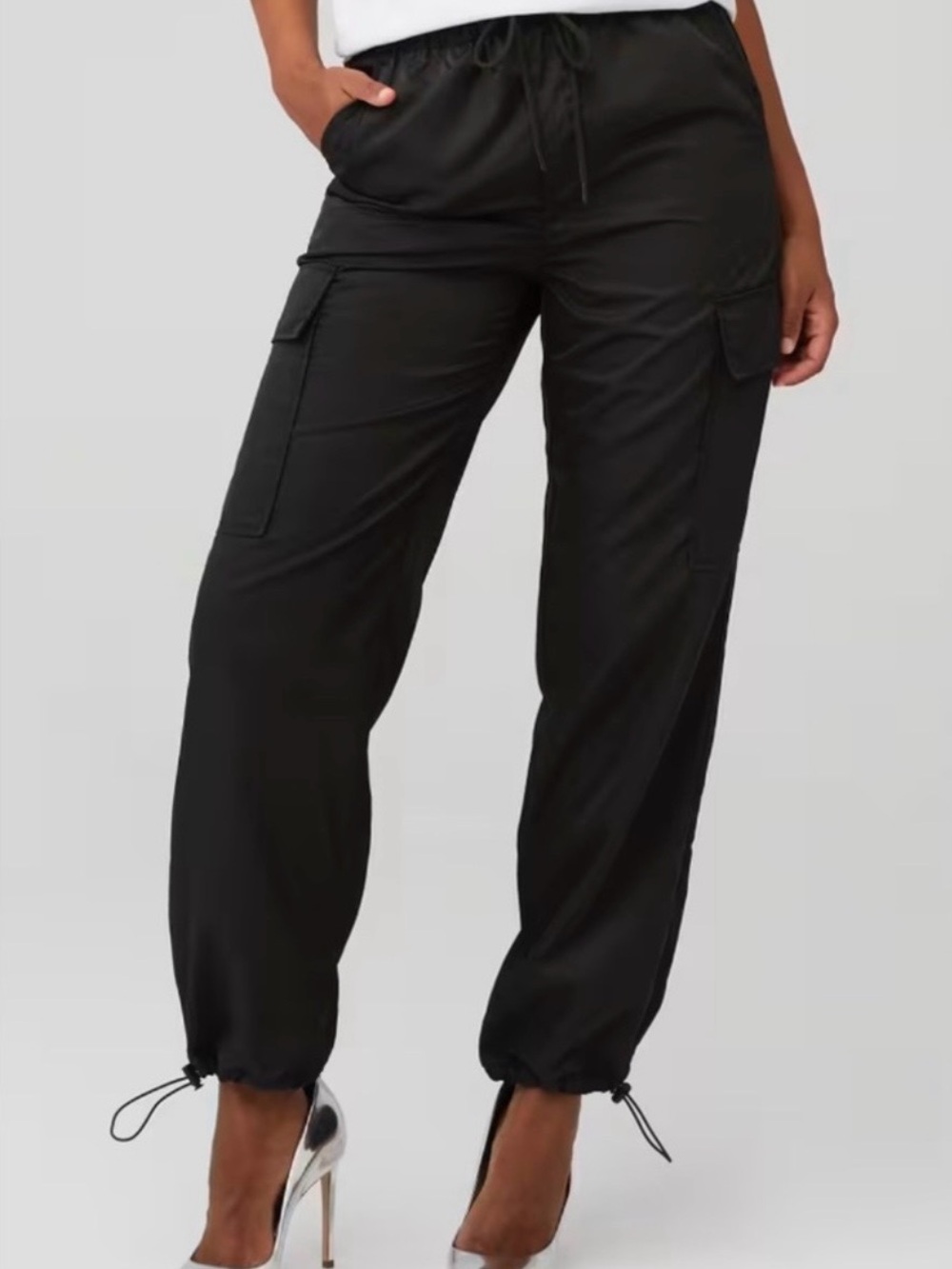 pistola Black Cargo Track Pants with Drawcord Hem